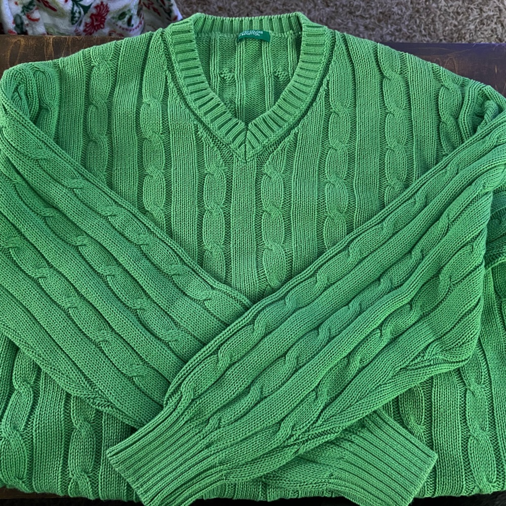 United Colors Of Benetton Green V-Neck Sweater